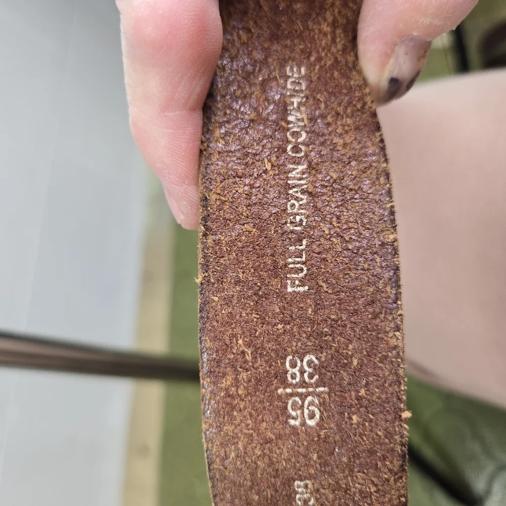 Vtg y2k fossil brown leather grunge mens belt